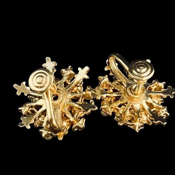 Gold Tone Necklace W/Rhinestone Pendant/Brooch And Screw Back Earrings Set (4882 - Picture 10 of 10